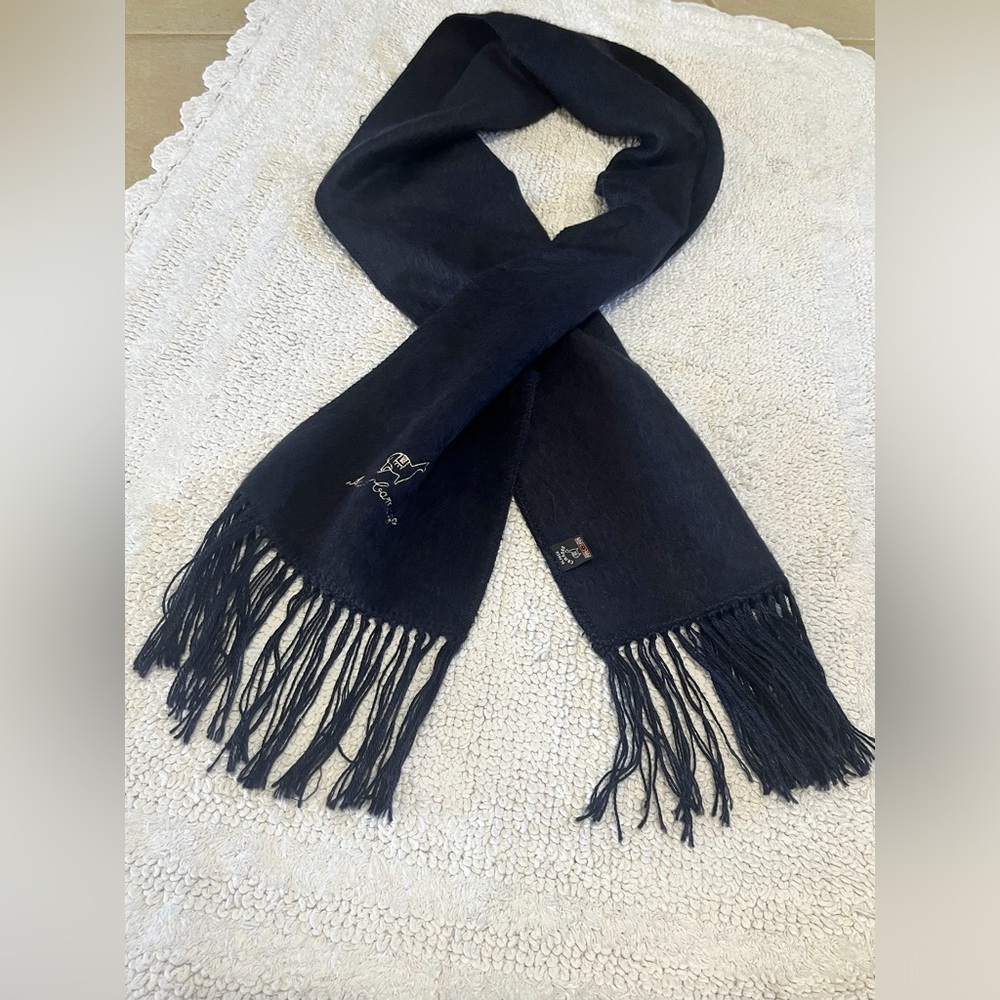 Alpaca Camargo Scarf With Fringe Deep Navy Blue - Picture 5 of 10